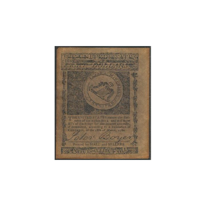 Eeuu - Massachussets 8 Dollars 5 May 1780 Ps1342 - Fascimil reverso