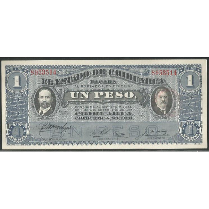 Mexico - El Estado de Chihuahua 1 Peso Jun 1915 Serie J Ps530a
