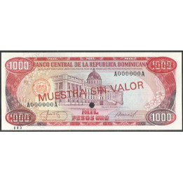 Rep. Dominicana 1.000 Pesos ND1984 P124s3 Muestra sin valor