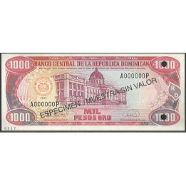 Rep. Dominicana 1.000 Pesos 1996 P158s1 Especimen / Muestra sin valor