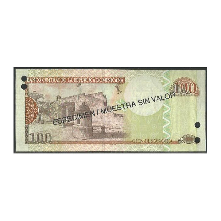 Rep. Dominicana 100 Pesos 2004 P171s Especimen / Muestra sin valor reverso