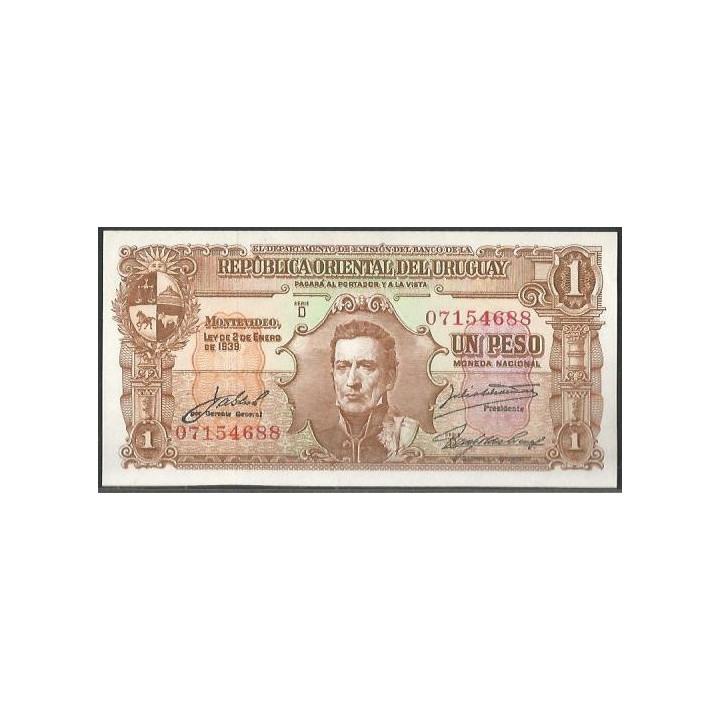 Uruguay 1 Peso L1939 Serie D P35c