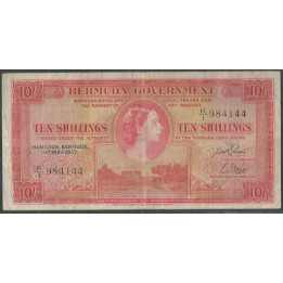 Bermuda 10 Shillings 1 May 1957 P19b