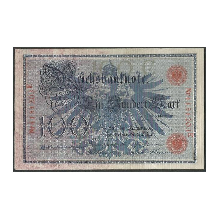 Alemania 100 Mark 7 Feb 1908 Serie roja P33