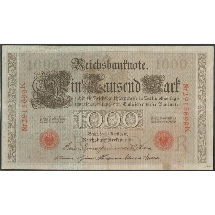 Alemania 1.000 Mark 21 Abr 1910 P44b