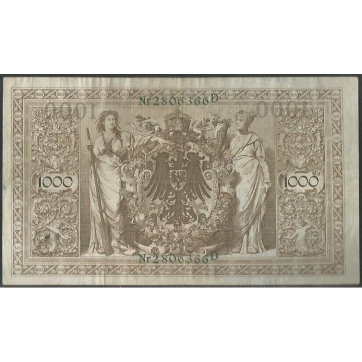Alemania 1.000 Mark 21 Abr 1910 Serie verde P45b reverso