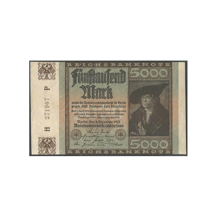 Alemania 5.000 Mark 2 Dic 1922 P81a