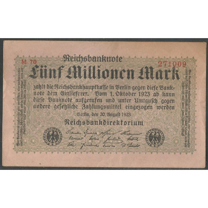 Alemania 5.000.000 Mark 9 Ago 1923 P105
