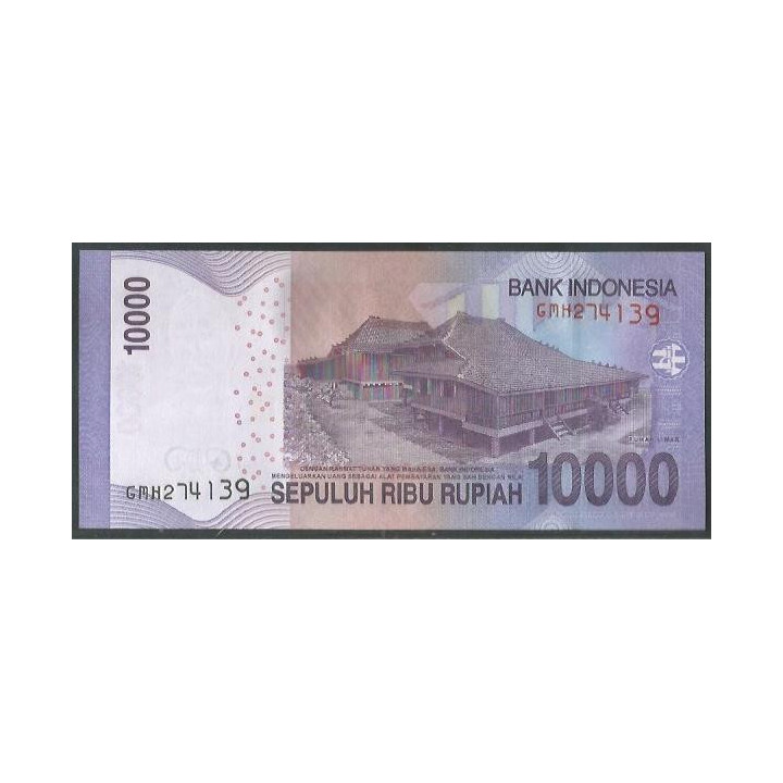 Indonesia 10.000 Rupias 2014 P150f reverso