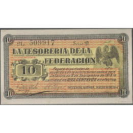 Mexico - La tesoreria de la Federacion 10 Ctvos 16 Mar 1914 Ps1058