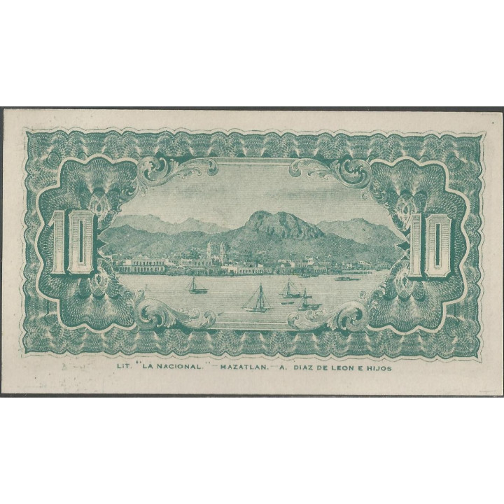 Mexico - La tesoreria de la Federacion 10 Ctvos 16 Mar 1914 Ps1058 reverso