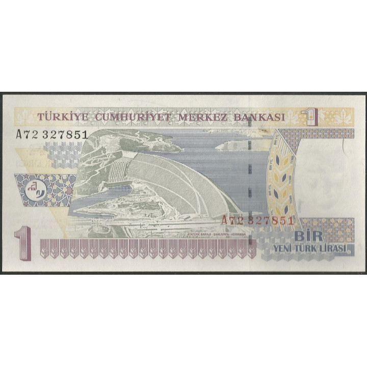 Turkya 1 Nueva Lira 2005 P216 reverso