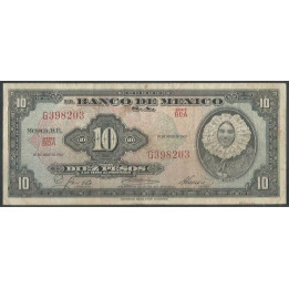 Mexico 10 Pesos 10 May 1967 Serie BDA P58l