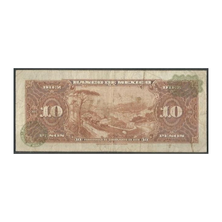 Mexico 10 Pesos 10 May 1967 Serie BDA P58l reverso