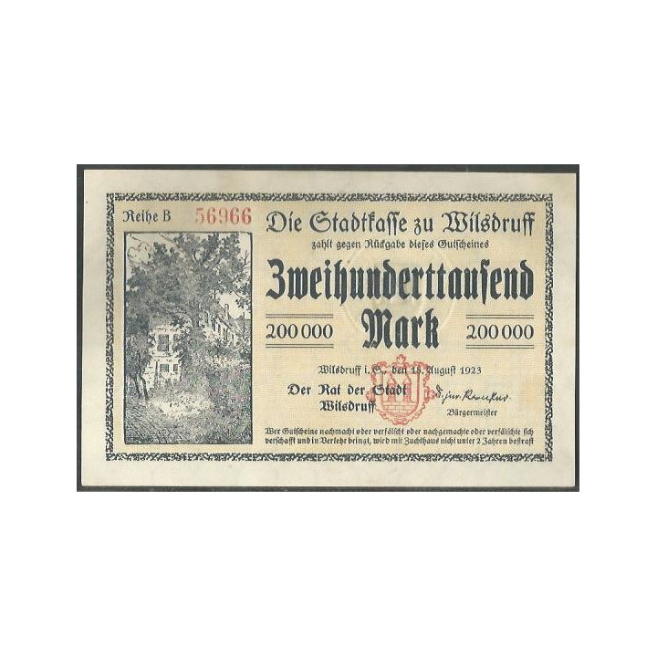 Alemania - Wilsdruff 200.000 Mark 18 Ago 1923