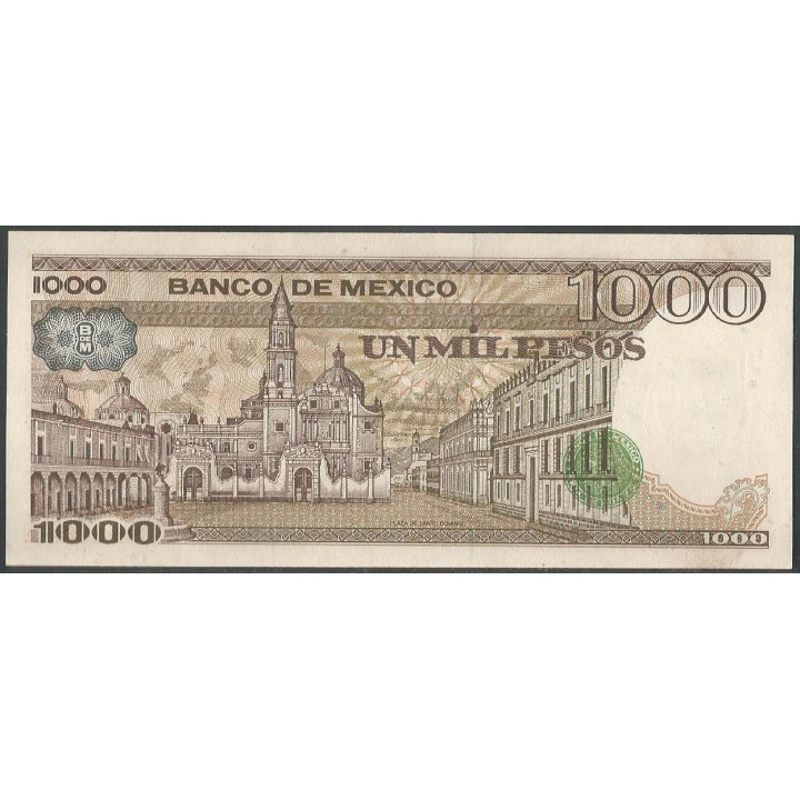 Mexico 1000 Pesos 13 May 1983 Serie UR P80a reverso