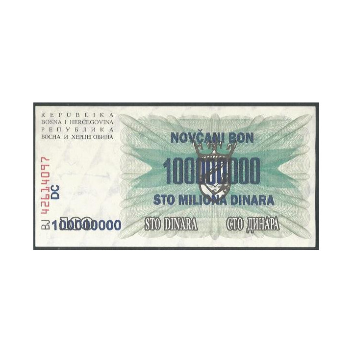 Bosnia & Herzegovina 100.000.000 Dinara 10 Nov 1993 P37