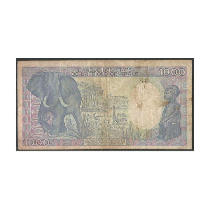Camerun 1.000 Francs 1 Ene 1988 P26a reverso