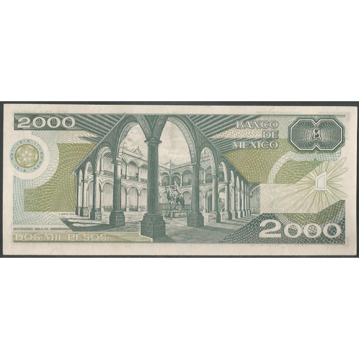 Mexico 2.000 Pesos 24 Feb 1989 Serie BV P86b reverso