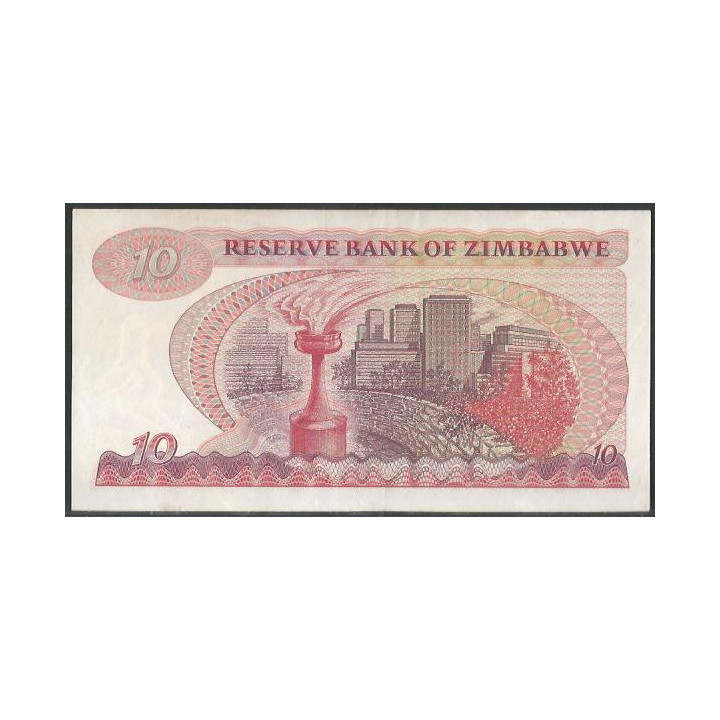 Zimbabwe 10 Dollars 1994 P3e reverso