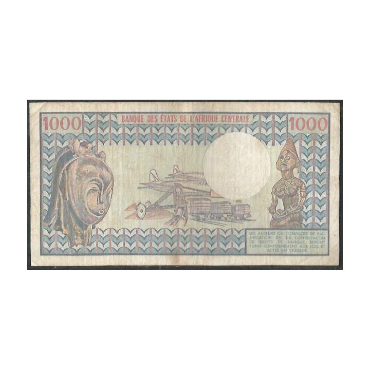 Camerun 1.000 Francs 1 Jun 1984 P21 reverso