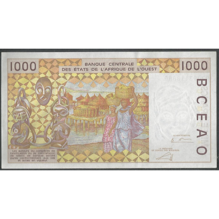 Costa de Marfil 1.000 Francs ND2002 P111Ak reverso