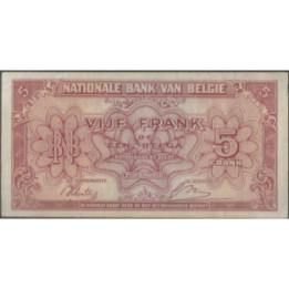 Belgica 5 Francs 1 Feb 1943 P121a