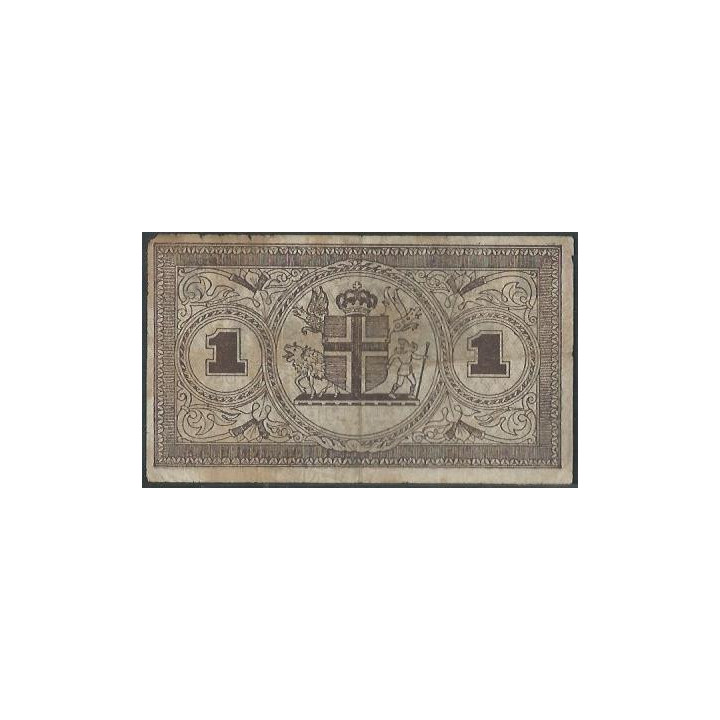 Islandia 1 Krona 1941 P22a reverso