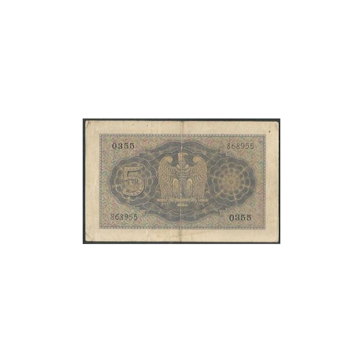Italia 5 Liras 1944 P28 reverso