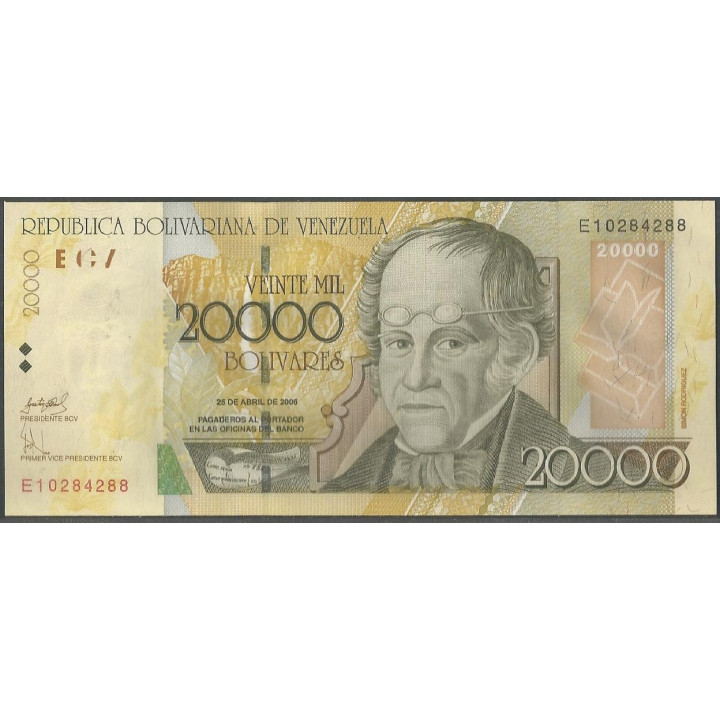 Venezuela 20.000 Bolivares 25 Abr 2006 E 8 Dig P86c