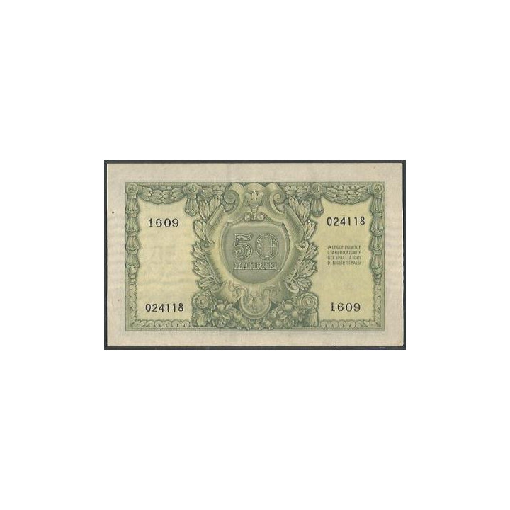Italia 50 Liras 31 Dic 1951 P91a reverso