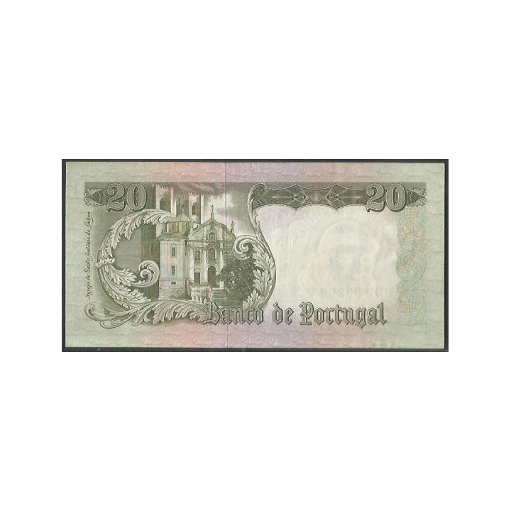 Portugal 20 Escudos 26 May 1964 P167a3 reverso