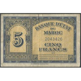 Marruecos 5 Francs 1 Ago 1943 P24