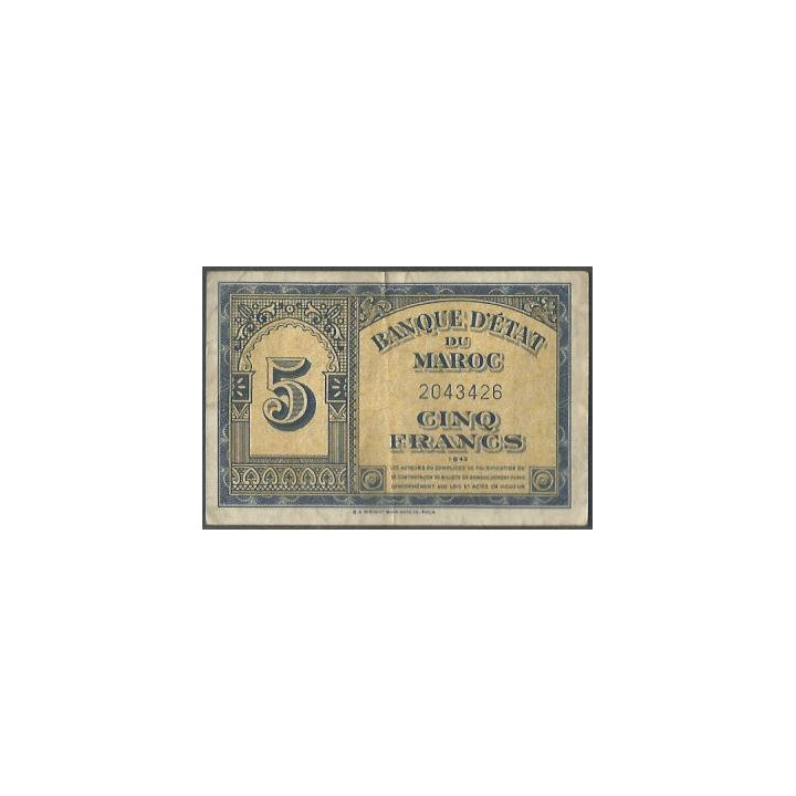 Marruecos 5 Francs 1 Ago 1943 P24