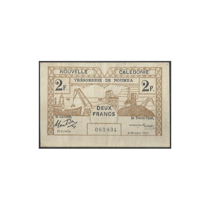 Nueva Caledonia 2 Francs 29 Mar 1943 P56