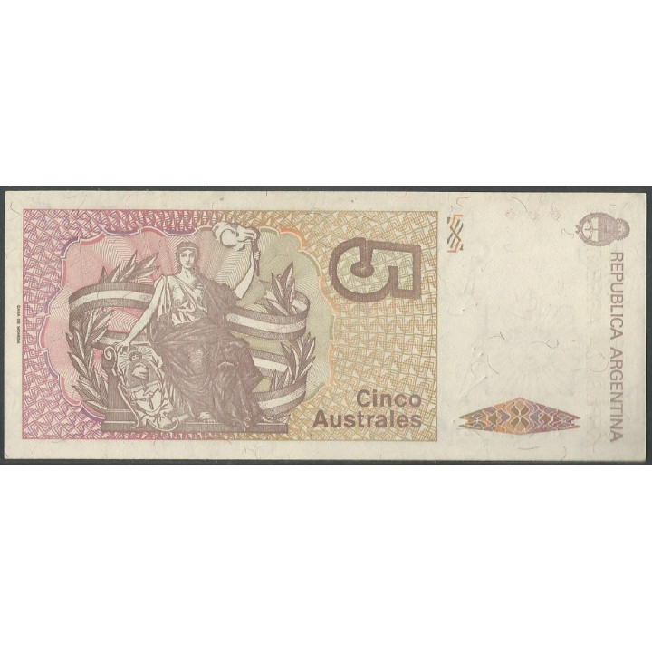 Argentina 5 Australes ND1985-89 Serie A P324a reverso