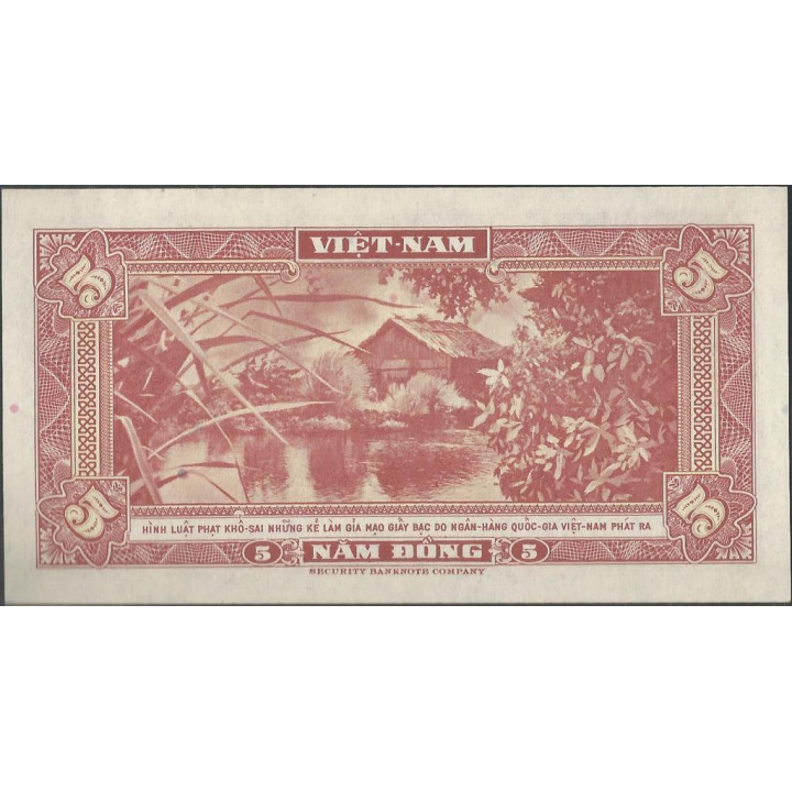 Vietnam Sur 5 Dong ND1955 P13a reverso