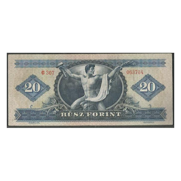 Hungria 20 Forint 3 Sep 1965 P169d reverso