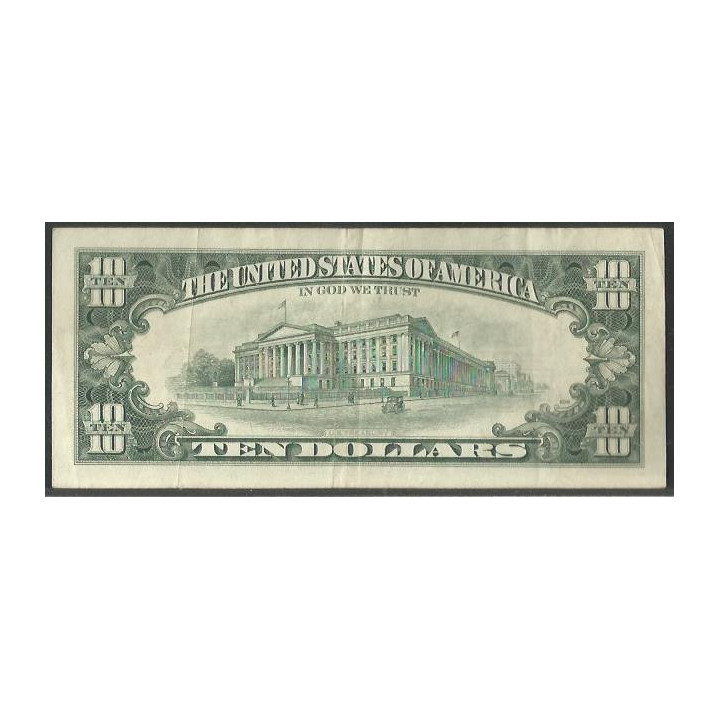 Estados Unidos 10 Dollars 1993 C P492 Error impresion reverso