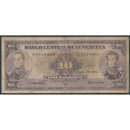 Venezuela 10 Bolivares 10 May 1966 U 7 Dig P45c