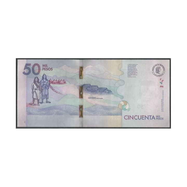 Billete de 50.000 Pesos 23 Jul 2019 BJ BGWNF50- reverso