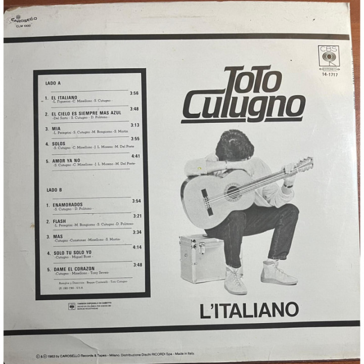 ToTo Contugno L'Italiano Colombia 1983 reverso
