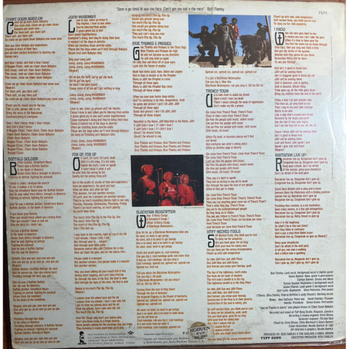 Bob Marley & The Wailers - Confrontation - Venezuela 1979 reverso
