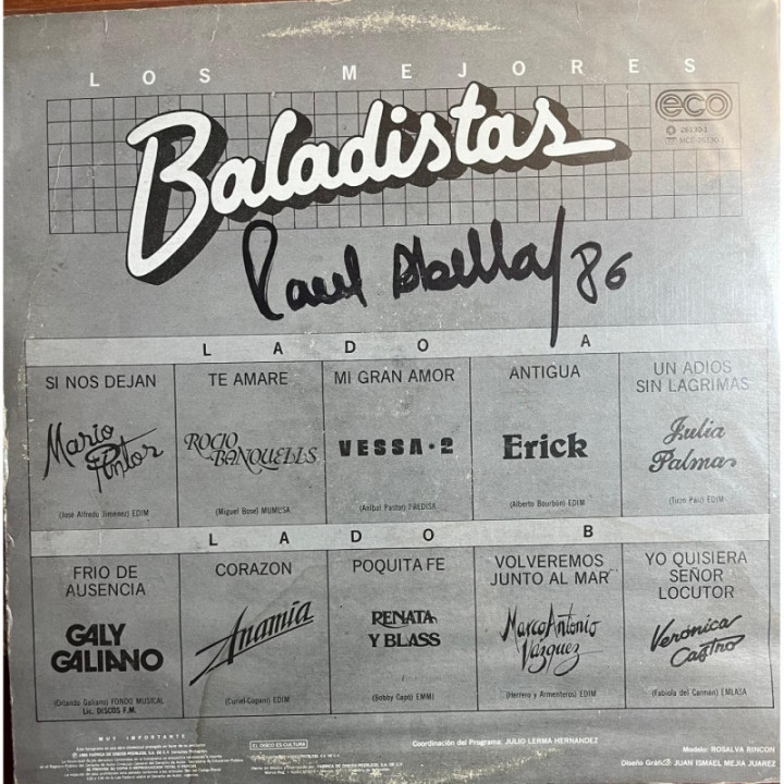 Los Mejores Baladistas - Colombia 1985 reverso