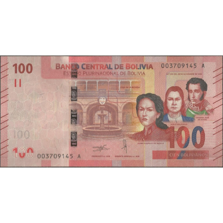 Bolivia 100 Bolivianos L 901 28 Nov 1986 Serie A ND2019 P251