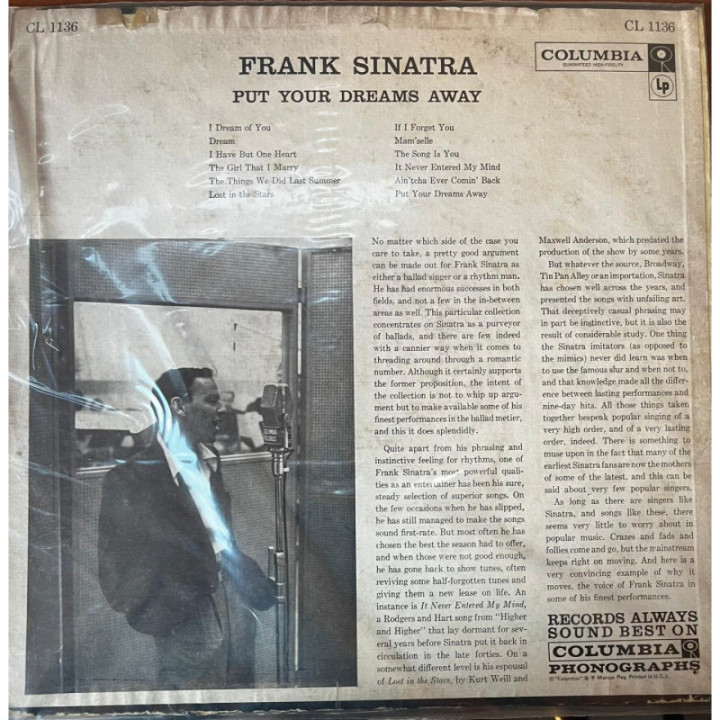 Frank Sinatra - Put Your Dreams Away USA reverso