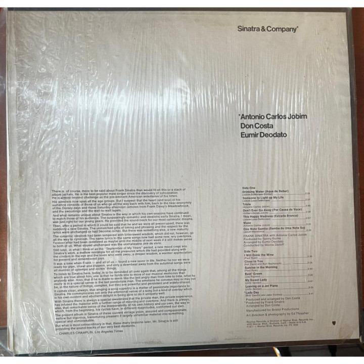 Frank Sinatra - Sinatra & Company (Carlos Jobim Don Acosta Eumir Deodato) - USA 1971 reverso