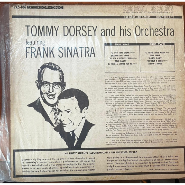 Frank Sinatra - Tommy Dorsey and his Orchestra - USA 1963 reverso