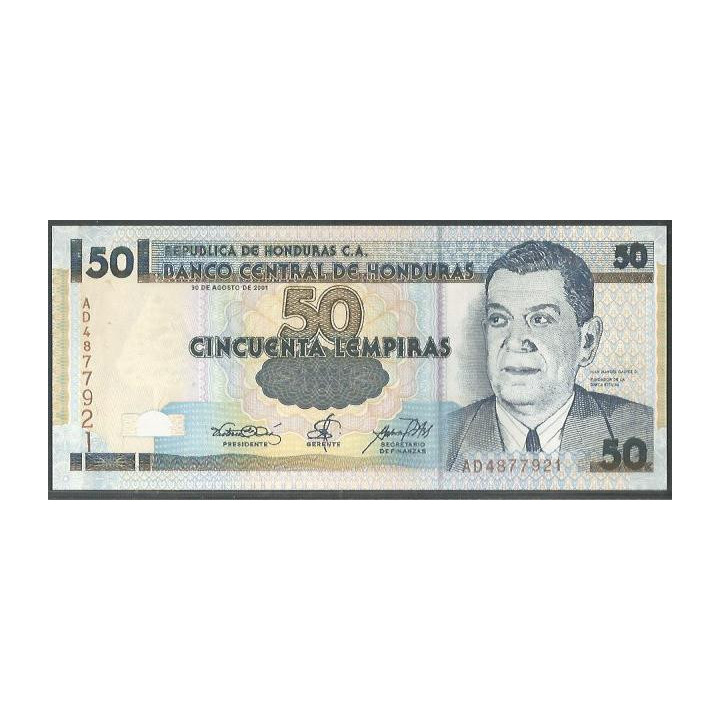 Honduras 50 Lempiras 30 Ago 2001 P88a