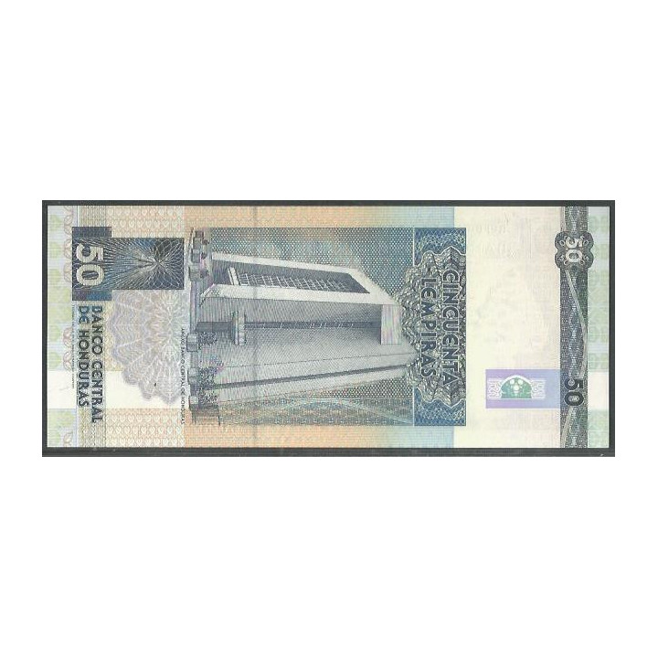Honduras 50 Lempiras 30 Ago 2001 P88a reverso